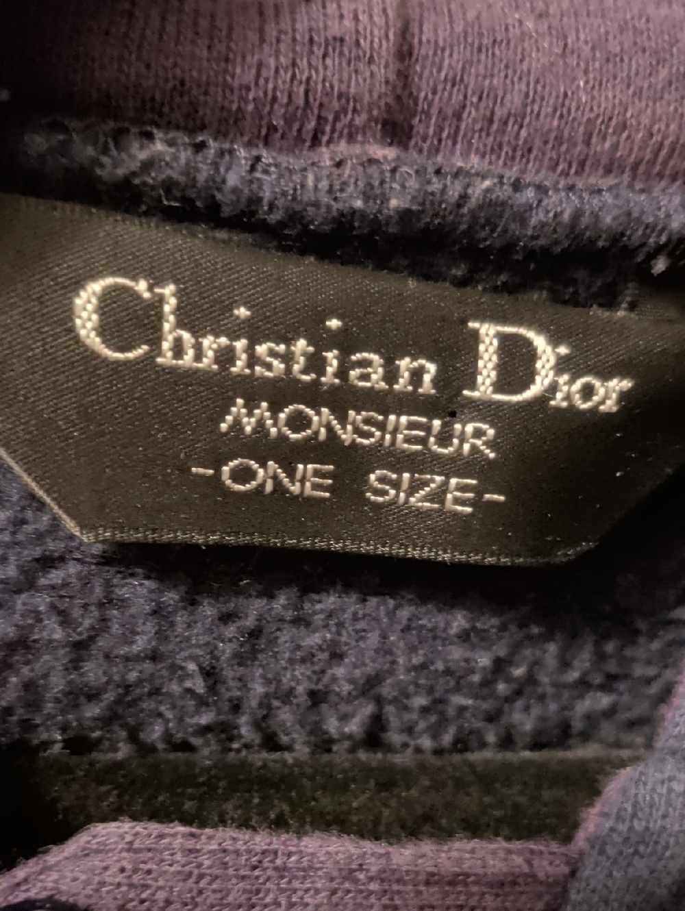 Rare Vintage Christian Dior Monsieur One Size Navy & Purple Hooded Robe